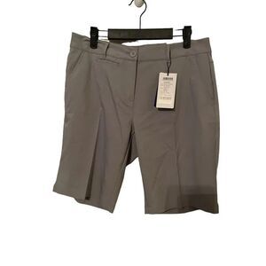 NEW Lesmart Womens Light Grey Flat Front Standard Fit Stretch Golf Shorts Size 8
